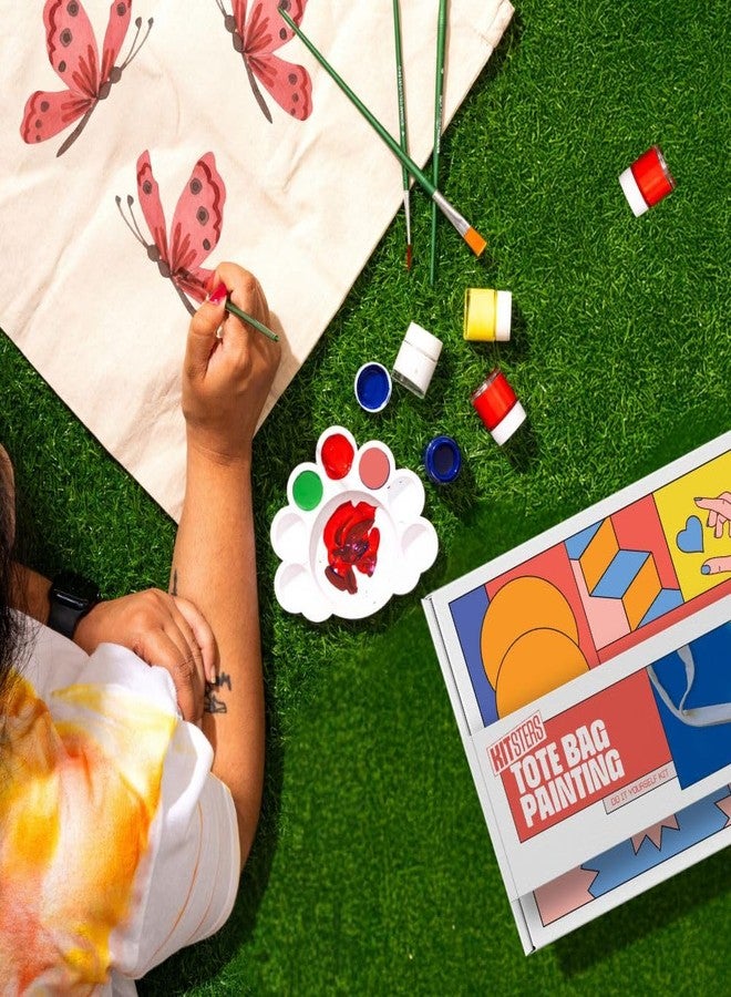 KITSTERS DIY Tote Bag Painting Kit | 100% Cotton Reusable Bags - Fabric Paints - Carbon Paper - Pen & Brushes | Birthday Gifting Items | Activity for Kids & Adults, Multicolour - Image 1